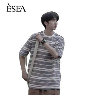 ESEA เสื้อยืดผู้ชาย หลวม แฟชั่น ทุกการแข่งขัน เสื้อยืดผู้ชาย ลายทาง สีสดขนาดเล็ก แขนสั้นผู้ชาย