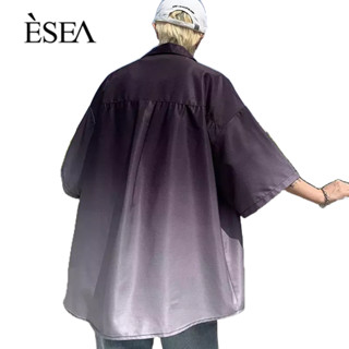 ESEA เสื้อเชิ้ตผู้ชายไล่ระดับสีฤดูร้อนแฟชั่นบาง ๆ แนวโน้มการถ่ายภาพถนนสไตล์ยุโรปและอเมริกาเสื้อผู้ชาย