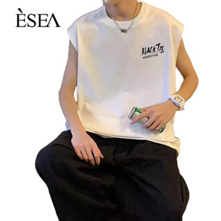 ESEA เสื้อกั๊กผู้ชายแขนกุดฤดูร้อนหลวมสบาย ๆ กีฬาเสื้อลําลองของผู้ชาย