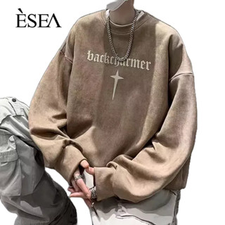 ESEA เสื้อสเวตเตอร์ผู้ชาย 2023 แบรนด์ใหม่อินเทรนด์ crewneck ฤดูร้อนและฤดูใบไม้ร่วงบางแฟชั่นวรรณกรรมเสื้อสเวตเตอร์พิมพ์ลายผู้ชายญี่ปุ่น