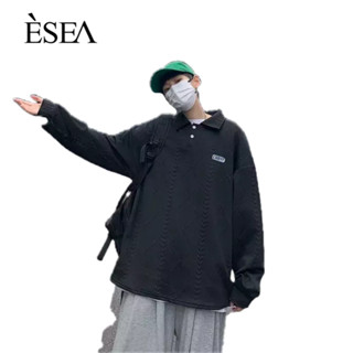 ESEA เสื้อสเวตเตอร์ผู้ชาย INS สไตล์แฟชั่นหล่อย้อนยุคลําลองยอดนิยมรุ่นเกาหลีเสื้อสเวตเตอร์แขนยาวที่เรียบง่าย