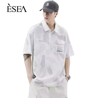 ESEA เสื้อยืดผู้ชายแนวโน้มหลวมสบาย ๆ เสื้อโปโลผู้ชายศิลปะแฟชั่นคอกลมแขนสั้นผู้ชาย