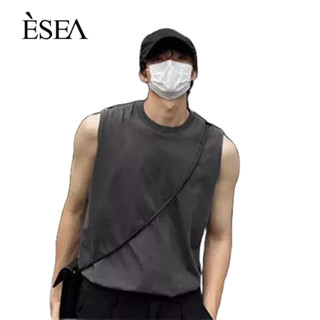 ESEA เสื้อกั๊กผู้ชาย เสื้อกั๊กผู้ชายแบบหลวมๆ อเนกประสงค์ เสื้อกั๊กกีฬาแขนกุดผู้ชาย