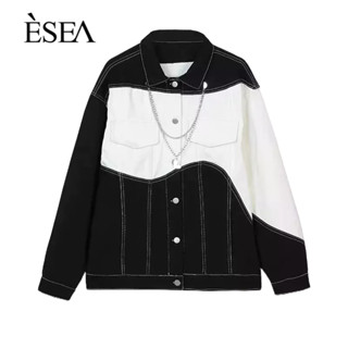 ESEA การออกแบบเสื้อโค้ทผู้ชายความรู้สึกฤดูใบไม้ผลิและฤดูใบไม้ร่วงใหม่สไตล์ญี่ปุ่นแบรนด์แฟชั่นหนุ่มหลวมแขนยาวเสื้อลําลองของผู้ชาย