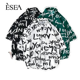 ESEA เสื้อผู้ชายญี่ปุ่นย้อนยุคสไตล์ฮาวายชายหาดผู้ชายสั้น-แขนหลวมแฟชั่นลำลองทั้งหมด-การแข่งขันผู้