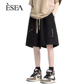 ESEA กางเกงขาสั้นผู้ชายอเนกประสงค์กีฬาแฟชั่น Workwear กางเกงขาสั้นผู้ชายลำลองหลวม