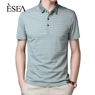 ESEA เสื้อยืดคอปกแขนสั้นชายวัยกลางคนผ้าฝ้ายลายเสื้อโปโลธุรกิจเสื้อยืดลำลอง    การเชื่อมต่อแบบเรียบง่าย