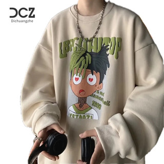 DICHUANGZHE เสื้อสเวตเตอร์ผู้ชายความรู้สึกระดับไฮเอนด์ฤดูใบไม้ผลิและฤดูใบไม้ร่วงแบรนด์แฟชั่นหล่อสไตล์ยุโรปและอเมริกาแฟชั่นพิมพ์เสื้อสเวตเตอร์คอกลมแขนยาวของผู้ชาย