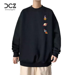 DICHUANGZHE เสื้อสเวตเตอร์ผู้ชายรุ่นเกาหลี crewneck พิมพ์ INS สไตล์แฟชั่นลําลองผู้ชายเสื้อสเวตเตอร์หลวม