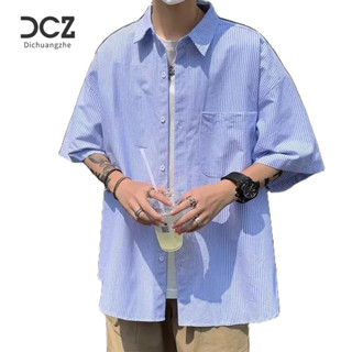 DICHUANGZHE เสื้อเชิ้ตผู้ชายแฟชั่นใหม่ลายหลวมเยาวชนป๊อป INS สไตล์วรรณกรรมเสื้อเชิ้ตผู้ชายสไตล์ญี่ปุ่นและเกาหลี