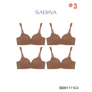 Sabina เสื้อชั้นใน (Set 4 ชิ้น) Invisible Wire (ไม่มีโครง) รุ่น Modern V รหัส SBXI1111C4 สีเนื้อแทน