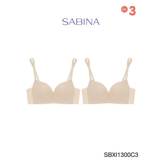 SABINA BRALESS เสื้อชั้นใน Invisible Wire (Set 2 ชิ้น) (ไร้โครง) รุ่น Modern V รหัส SBXI1300C3 สีเนื้อเข้ม