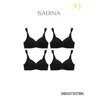 Sabina เสื้อชั้นใน (Set 4 ชิ้น ) Invisible Wire (ไม่มีโครง) รุ่น Perfect Bra รหัส SBXD7207BK สีดำ