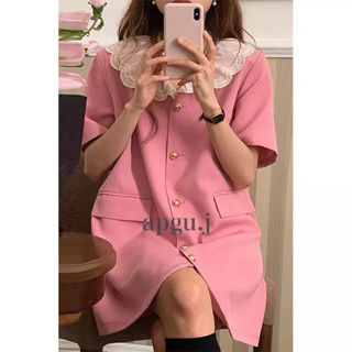 มาใหม่พร้อมส่ง💖 Ongi dress (AP006) เดรสสีชมพู สไตล์เกาหลี เดรสสั้น แขนสั้น เดรสลูกคุณ apgu.j shop