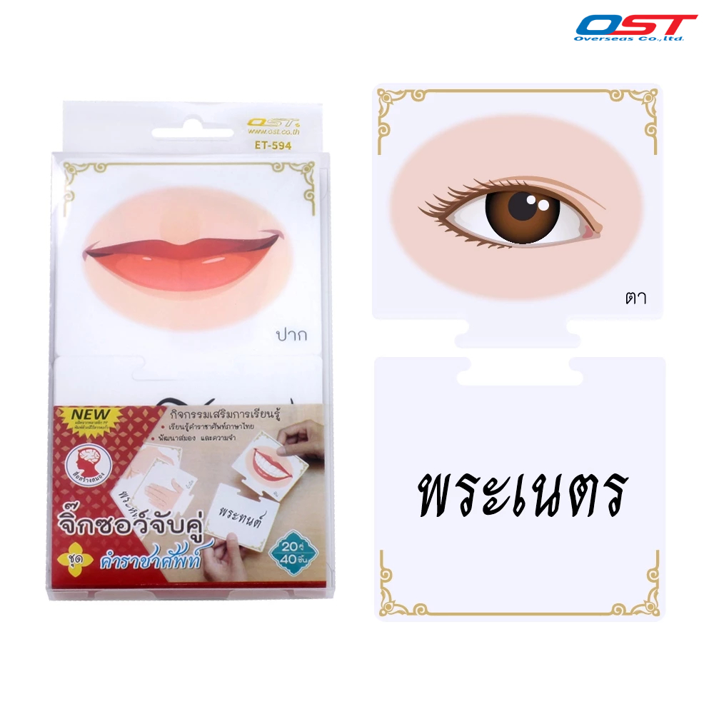 บัตรจับคู่ ชุด คำราชาศัพท์ เกมจับคู่ภาพอวัยวะกับคำราชาศัพท์ในภาษาไทย 20 คำ บัตรพลาสติกอย่างดี/ ET-594