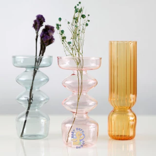 <ใหม่🎉 ทวิสต์> แจกันแก้วใส สไตล์นอร์ดิก Nordic Style Vase 5ทรง แจกันตกแต่งห้อง แจกันแก้ว ขวดแก้ว ขวดโหล