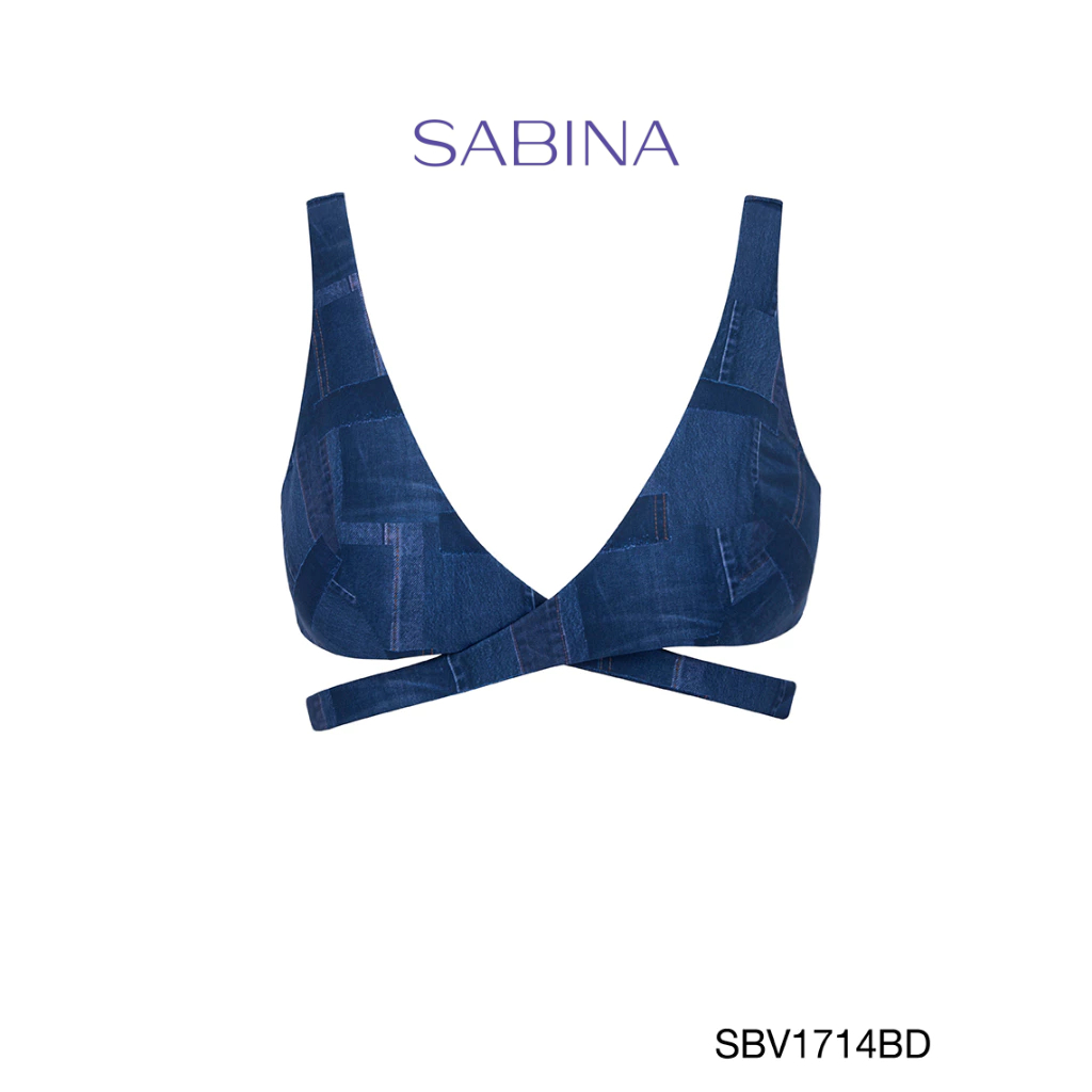 SABINA  Mad Moiselle Neo-Nostalgic'23 เสื้อชั้นในไร้โครง Daphne รหัส SBV1714BD สีน้ำเงินเข้ม