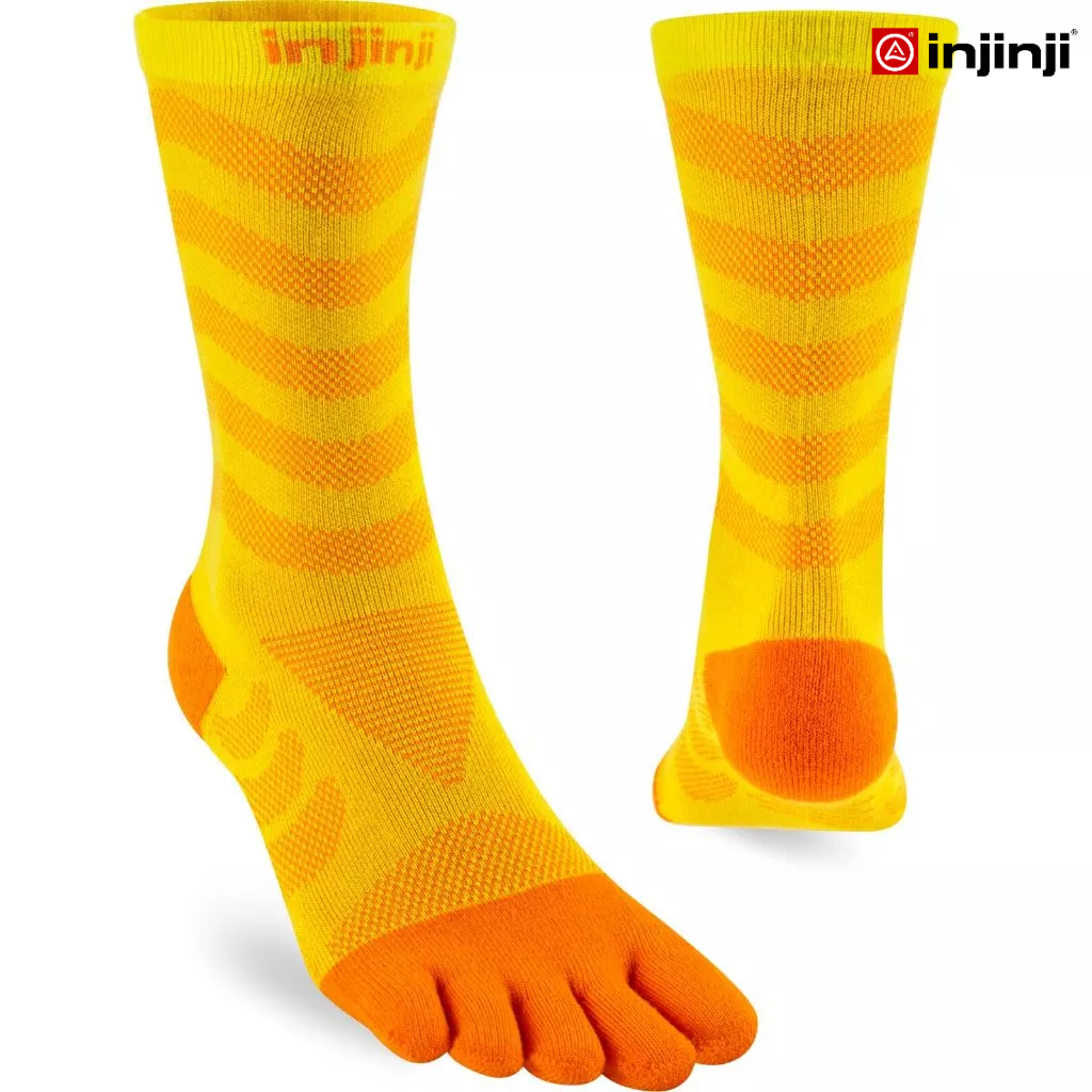 INJINJI ถุงเท้าวิ่งแยกนิ้ว ผู้หญิง WOMEN’S ULTRA RUN MIDWEIGHT CREW COOLMAX SUNFLOWER รุ่นอัลตร้า สีเหลือง ยาว ข้อเท ราคา ถูกที่สุด ดีลบีเคเค รูปภาพหลัก