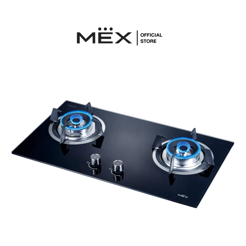 MEX รุ่น V2732M เตาแก๊สฐานกระจก 2 หัวเตาทองเหลือง ขนาด 73 ซม.