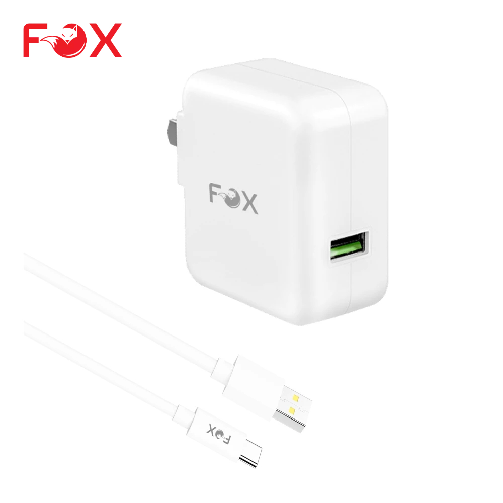 [รับประกัน 1 ปี] FOX Wall Charger USB-A 25W + USB-A to USB-C Cable QA25+CP5 White