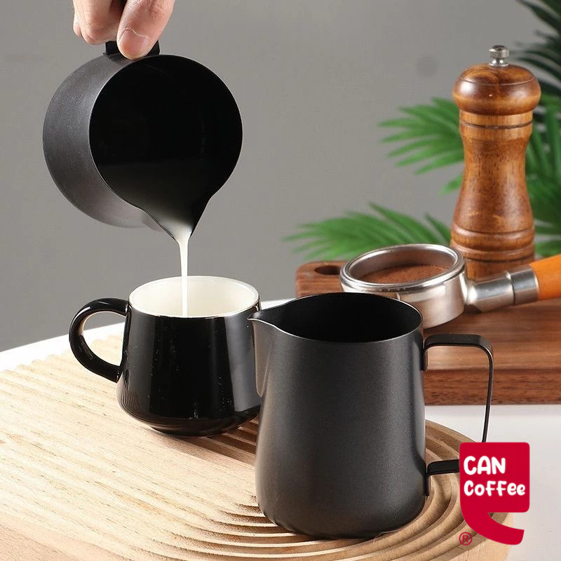 เหยือกตีฟองนม สีดำด้าน 350ml 600ml Teflon milk pitcher เหยือกนมลาเต้อาร์ท