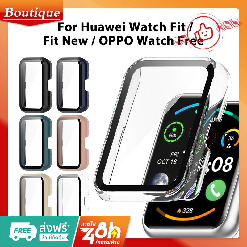 เคสป้องกันหน้าจอ PC พร้อมฟิล์มกันรอย แบบเต็มจอ สําหรับ Huawei Watch Fit / Huawei Watch Fit New / OPPO Watch Free
