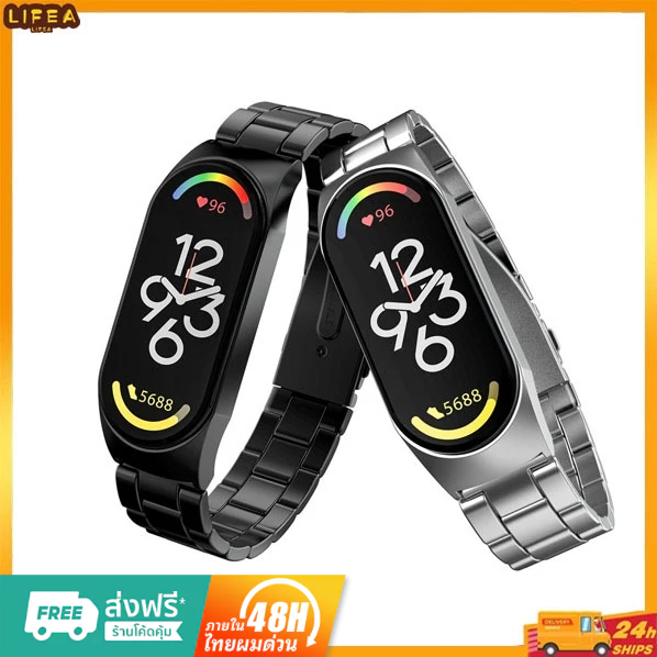 สาย xiaomi mi band 8 สายนาฬิกาข้อมือ สแตนเลส สำหรับ Xiaomi Mi Band 8 สายรัดข้อมืออัจฉริยะ miband 8 NFC สาย Smart B
