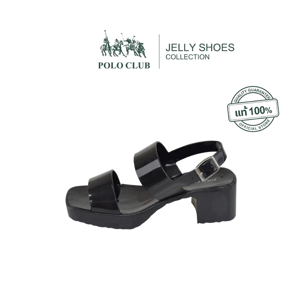 POLO CLUB รองเท้าแตะแบบรัดส้น รุ่น P2804 สีดำ | รองเท้าแตะผู้หญิง สูง 2 นิ้ว
