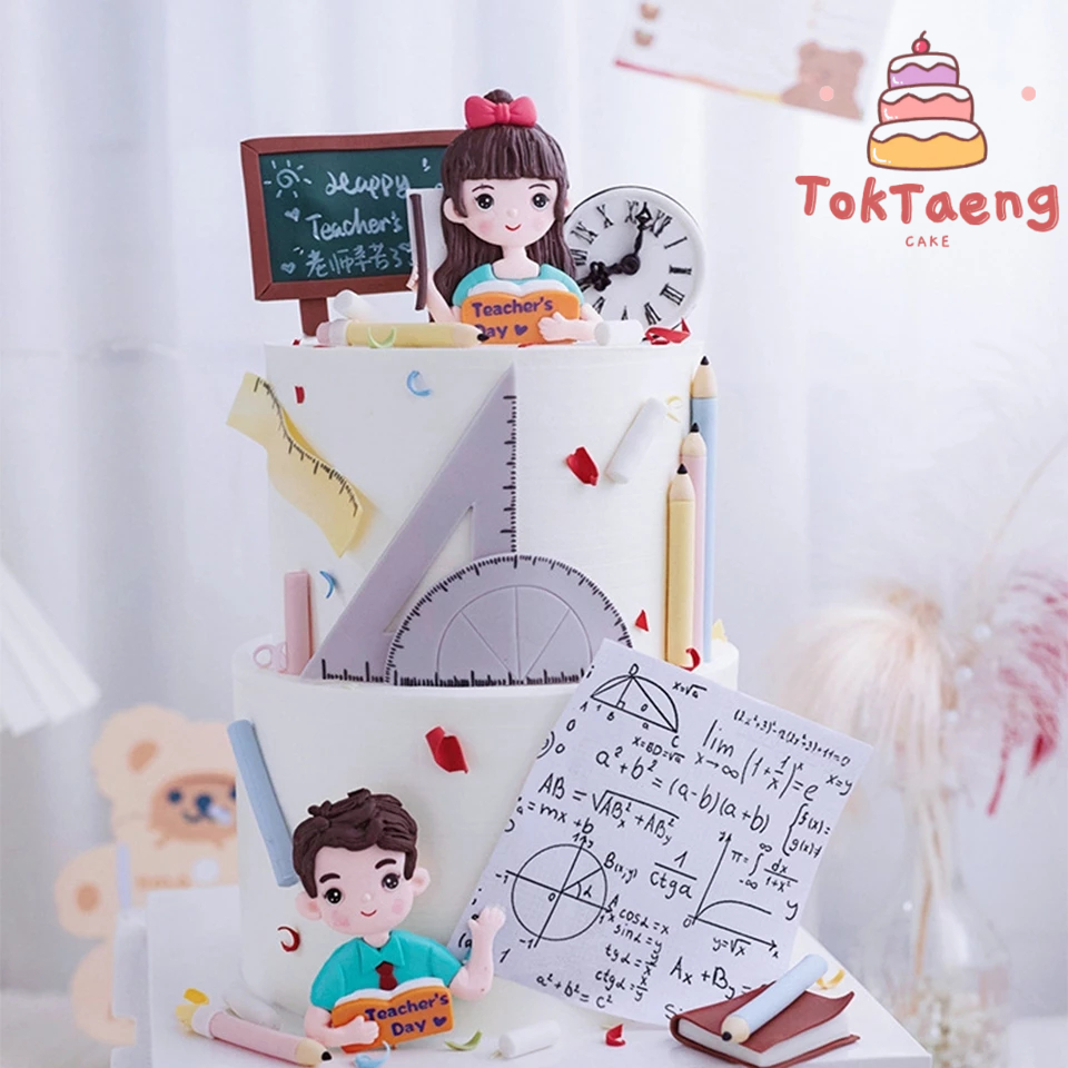 โมเดลคุณครู ตุ๊กตาครู ตุ๊กตาดินปั้น เค้กตรีมวันครู เค้กวันครู แต่งเค้ก 2156 2157