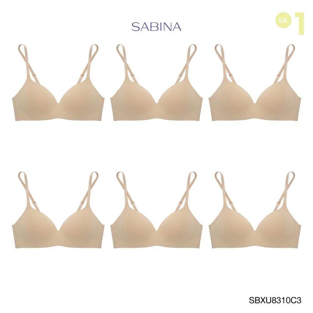 Sabina ซาบีน่า เสื้อชั้นใน INVISIBLE WIRE (Set 6 ชิ้น)(ไร้โครง)  รุ่น Pretty Perfect รหัส SBXU8310C3