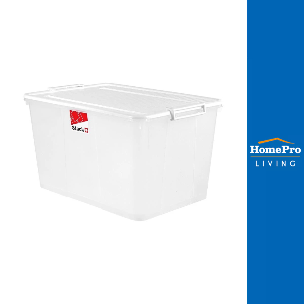 STACKO กล่องเก็บของ มีล้อ ฝาล็อค 2556 66 ลิตร สีขาว จัดส่งโดย HomePro