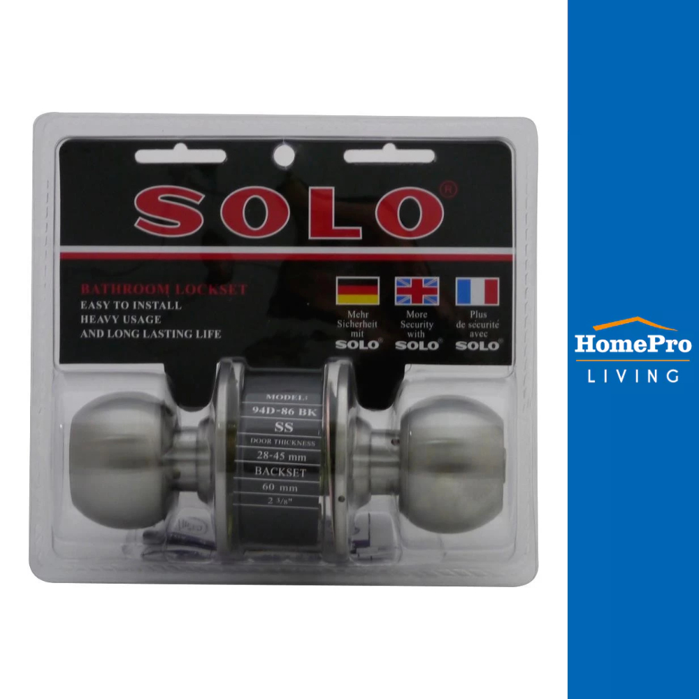 SOLO ลูกบิดห้องน้ำ 94D-86SS-BK หัวกลม สีสเตนเลส จัดส่งโดย HomePro – โปรปัง