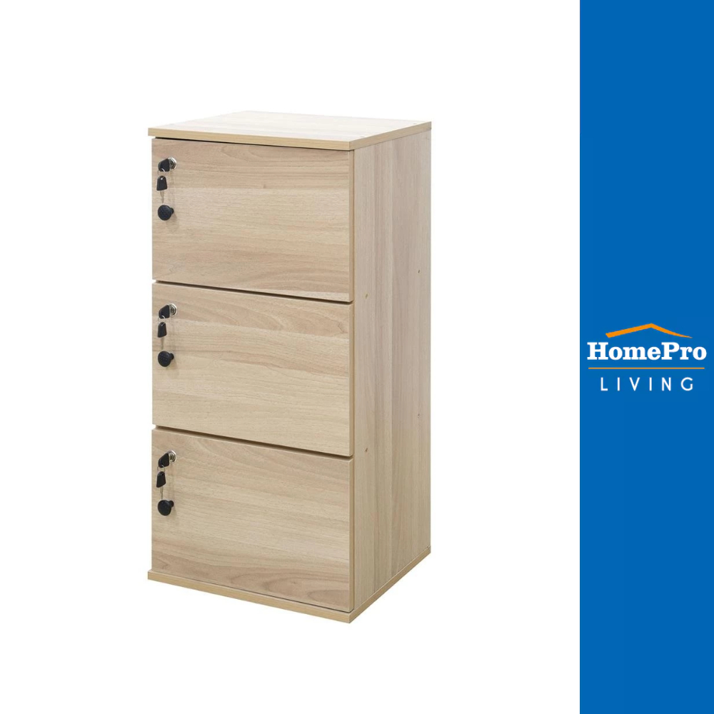 HomePro ตู้ล็อกเกอร์ 3 ช่อง ANY สีไวท์โอ๊ค แบรนด์ FURDINI