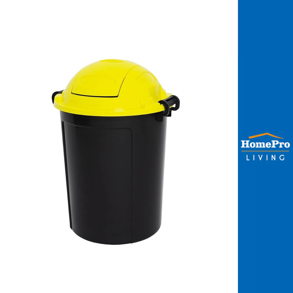HomePro ถังขยะกลมฝาสวิง DUST 62 ลิตร สีดำฝาเหลือง แบรนด์ ME LIVING