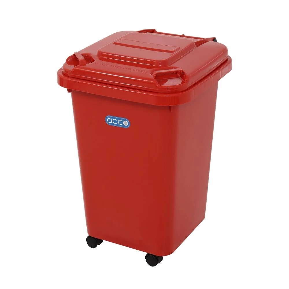 HomePro ถังขยะฝาเปิดปิดมีล้อ CLEAN 60 ลิตร สีแดง แบรนด์ ACCO