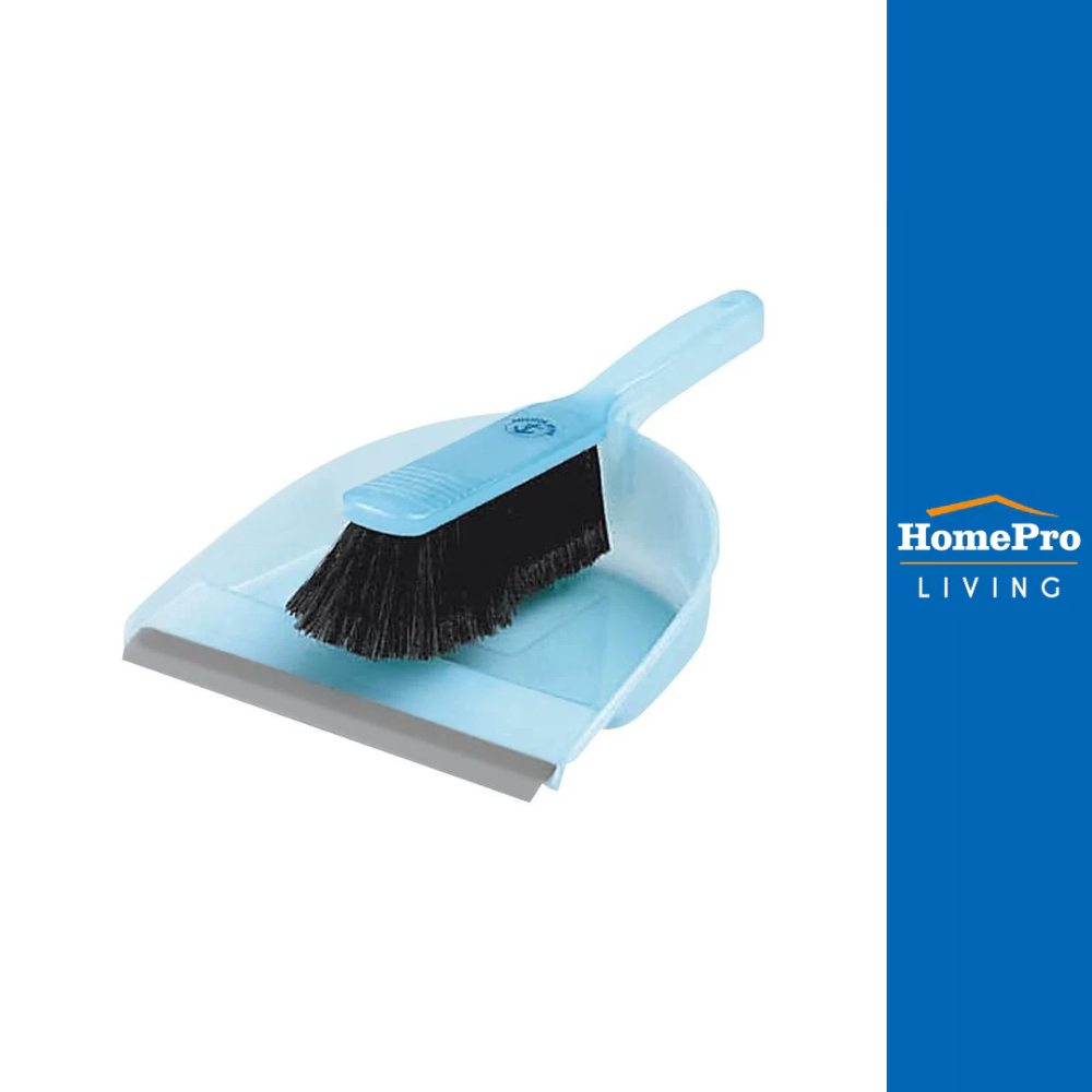 ตราสมอ ชุดแปรงปัดกวาดพร้อมที่โกยผงด้ามสั้น 15 นิ้ว สีฟ้า