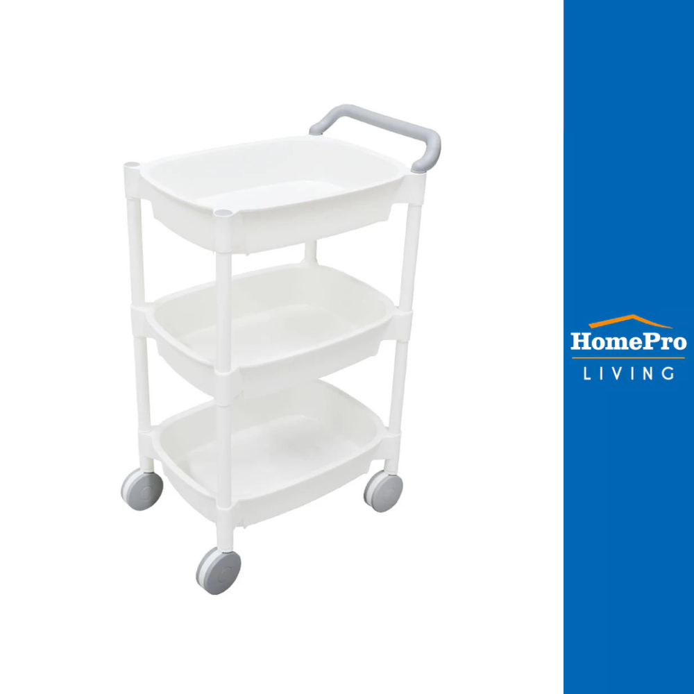 HomePro ชั้นวางของ 3 ชั้น มีล้อ 49.8x33x81 ซม. สีขาว แบรนด์ STACKO