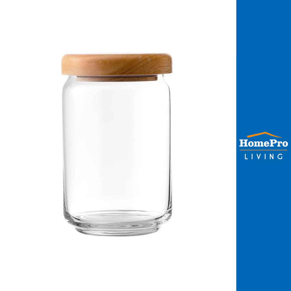 OCEAN GLASS ขวดโหลแก้วฝาดึงไม้ POP JAR 0.75 ลิตร จัดส่งโดย HomePro