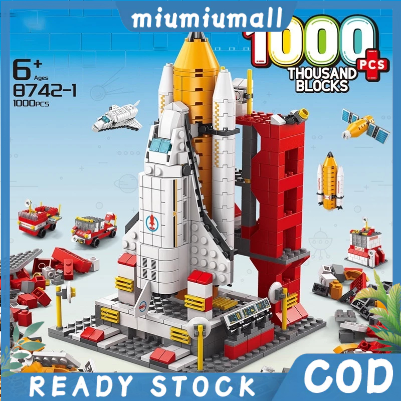 【1000 ชิ้น】บล็อกจรวด ของเล่นปริศนา 3 มิติเปิดตัวปริศนา 3 มิติในกล่องกระสวยอวกาศ ซ้อนบล็อก ของเล่นอาคาร ABS