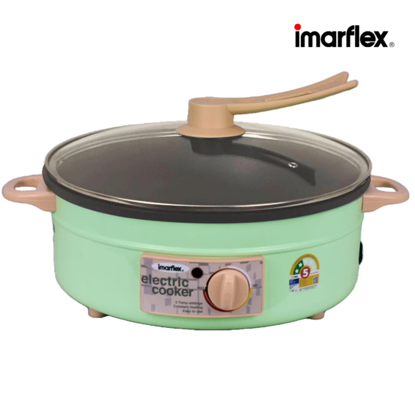 IMARFLEX_1 กระทะไฟฟ้าอลูมิเนียม ฝาแก้ว แบบเคลือบ ขนาด 3 ลิตร IP-134