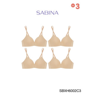 Sabina เสื้อชั้นใน (Set 4 ชิ้น) Invisible Wire (ไม่มีโครง) รุ่น Soft Doomm รหัส SBXH6002C3 สีเนื้อเข้ม