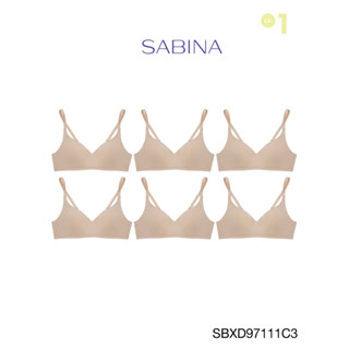 Sabina เสื้อชั้นใน (Set 6 ชิ้น) Wireless (ไม่มีโครง) รุ่น Perfect Bra รหัส SBXD97111C3 สีเนื้อเข้ม