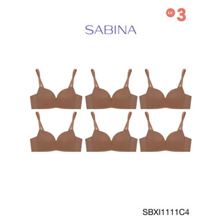 Sabina เสื้อชั้นใน (Set 6 ชิ้น) Invisible Wire (ไม่มีโครง) รุ่น Modern V รหัส SBXI1111C4 สีเนื้อแทน