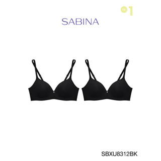 Sabina เสื้อชั้นใน (Set 2 ชิ้น) Invisible Wire (ไม่มีโครง) Seamless Fit รุ่น Pretty Perfect  รหัส SBXU8312BK สีดำ