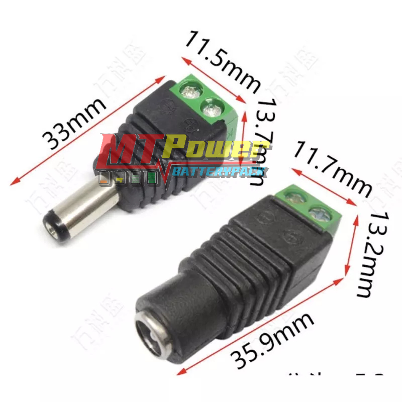 DC Connector 5.5 มม x 2.1 มม สำหรับกล้องวงจรปิด และ LED