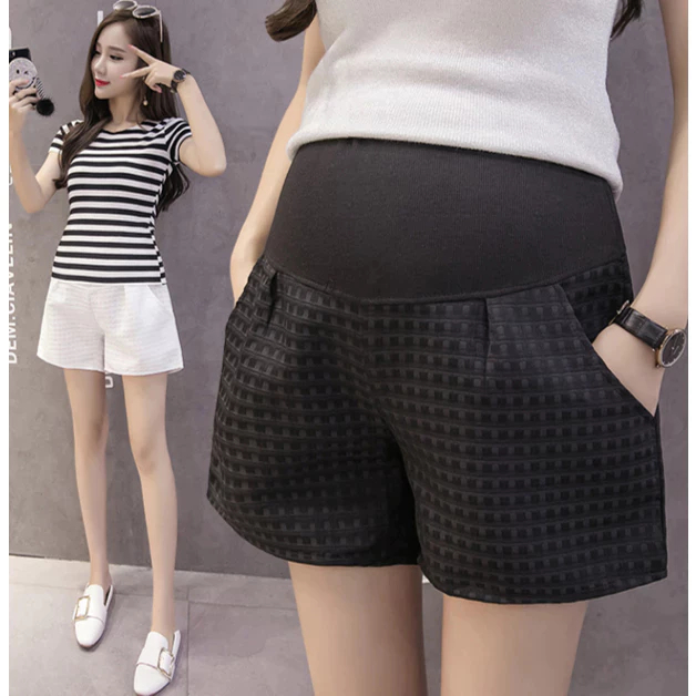 กางเกงคนท้อง PS03 ขาสั้นคนท้อง ขาบาน ผ้าแจ็คการ์ด ชุดคลุมท้อง กางเกงสำหรับคนท้อง ปรับเอวได้