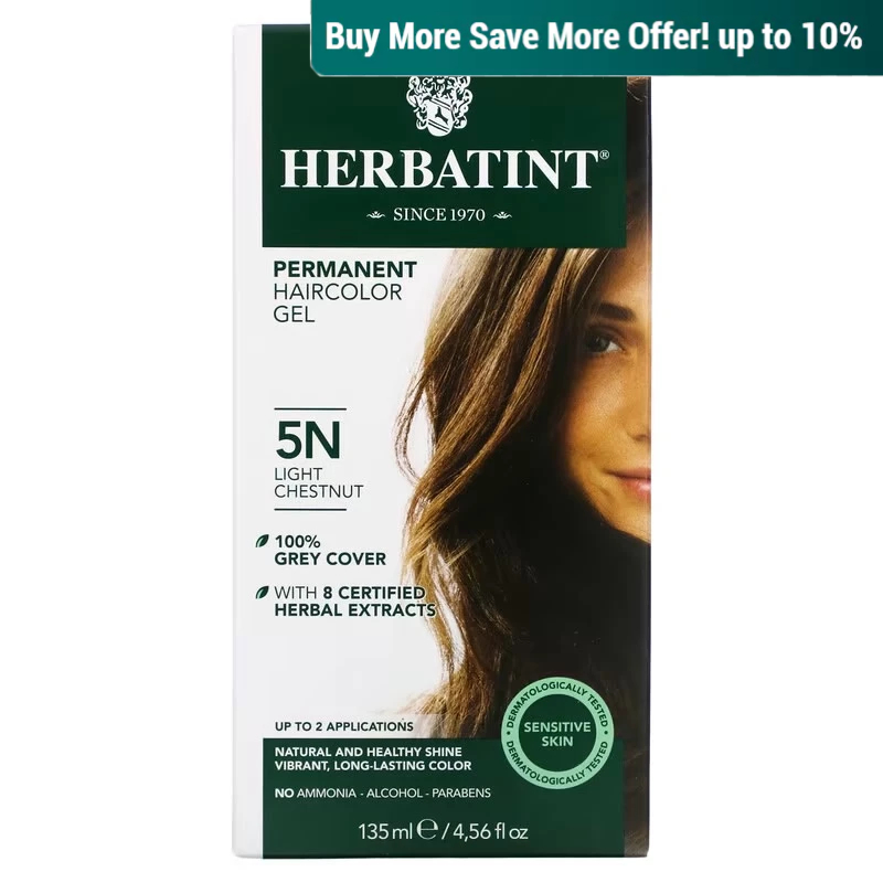 Herbatint, Permanent Herbal Haircolor Gel, 4.5 fl oz - 5N