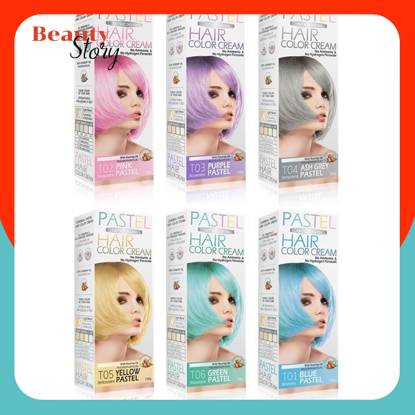 🔯แคร์บิว พาสเทล แฮร์ คัลเลอร์ ครีม CAREBEAU PASTEL HAIR COLOR CREAM มีกลิ่นหอมกุหลาบ ย้อมผม ทำสีผม สีสวย ย้อมผม สีผม