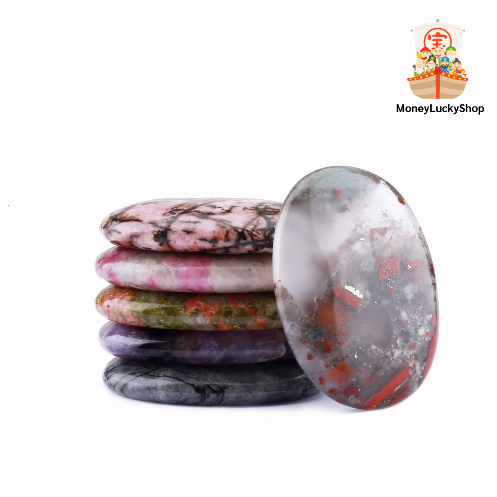 โรงงานขายส่งหินกึ่งมีค่าผงคริสตัลอเมทิสต์นวดหิน Worry Stone Worry Thumb Stone Crafts