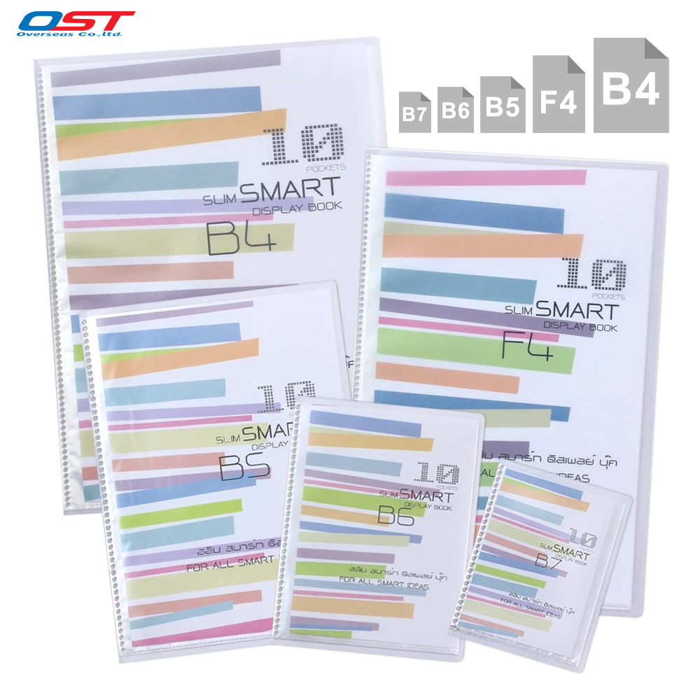 แฟ้มใส่เอกสาร แฟ้มสะสมผลงาน แฟ้มโชว์ ขนาด B7, B6, B5, F4 และB4 10ช่อง Slim Series ปกอ่อน